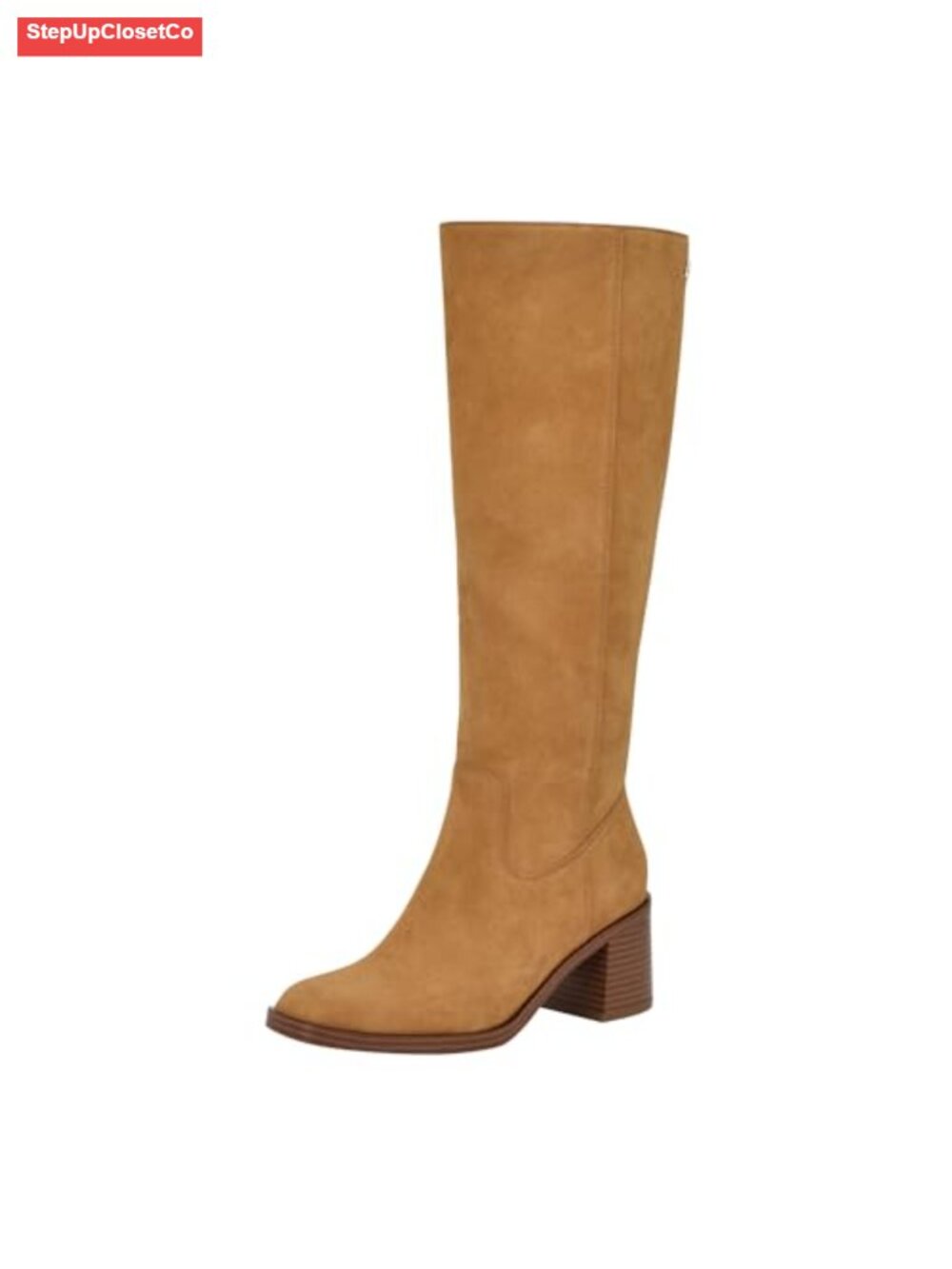Suede Knee High Block Heel Boots Square Toe Inside Zip Womens Boots
